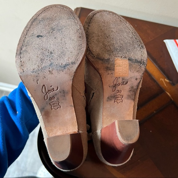 JOIE Dalton Suede Leather Stacked-Heel Bootie Cement 39 (9) Ankle Neutral Nude - Picture 14 of 15